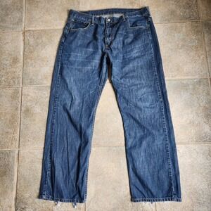 Levi's 569 Men's Jeans W36 L32 Loose Straight Fit Med Wash Denim Distressed Hem